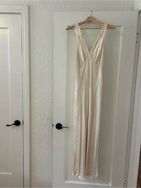 la lune lace cross back maxi dress cream fitted lace wedding dress La Lune Low Back Maxi Dress